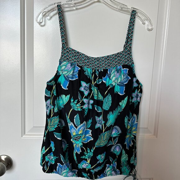 Beach House Tankini Swim Top Size 12 Adj Drawstring Hem Lined Bust Support - Picture 7 of 14